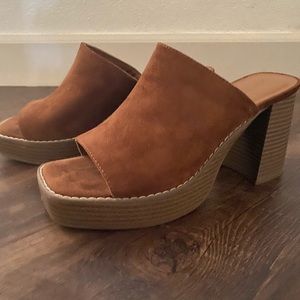 Brown suede heels perfect for fall parties!